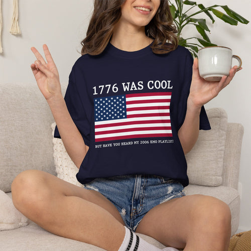 1776 was cool Tee on Comfort Colors True Navy / S