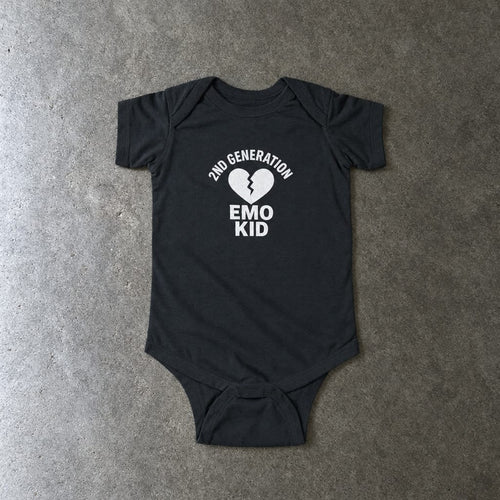 2nd Generation Emo Kid Broken Heart - Onesie Black / NB (0-3M)