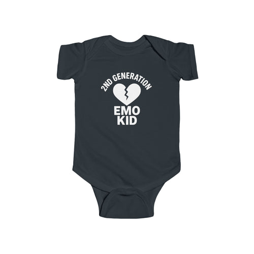 2nd Generation Emo Kid Broken Heart - Onesie CA Black / NB (0-3M)