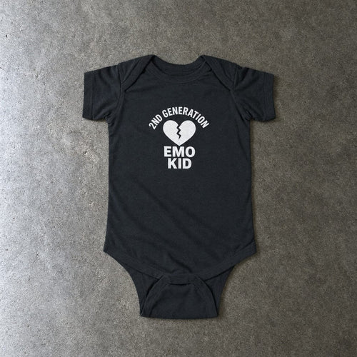 2nd Generation Emo Kid Broken Heart - Onesie CA Black / NB (0-3M)