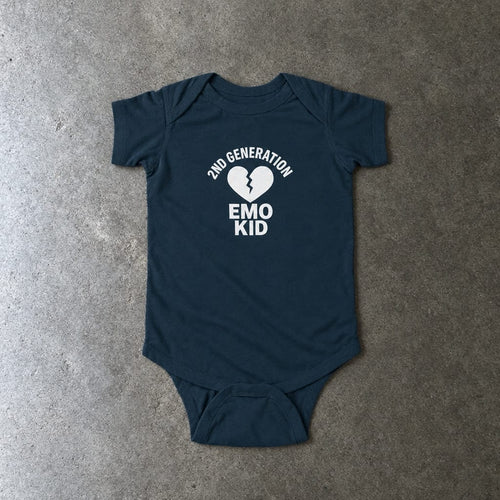 2nd Generation Emo Kid Broken Heart - Onesie Navy / NB (0-3M)