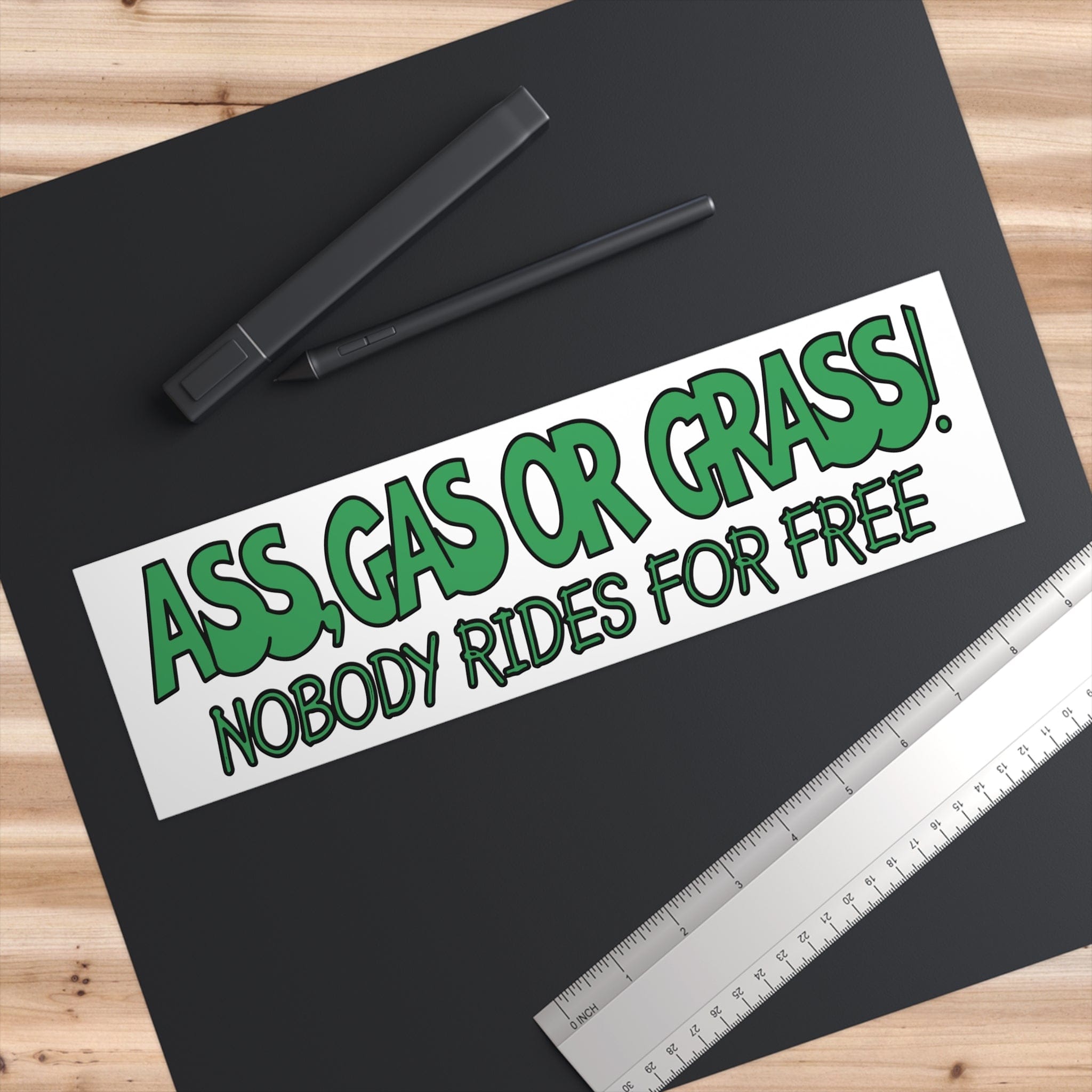 Ass, Gas, or Grass Bumper Sticker 11" × 3" / Rectangle / White