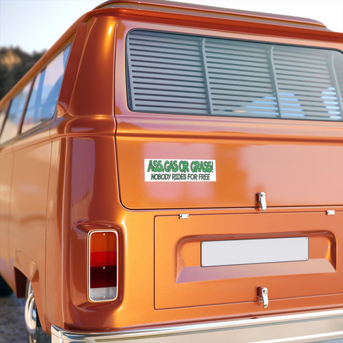 Ass, Gas, or Grass Bumper Sticker 11" × 3" / Rectangle / White