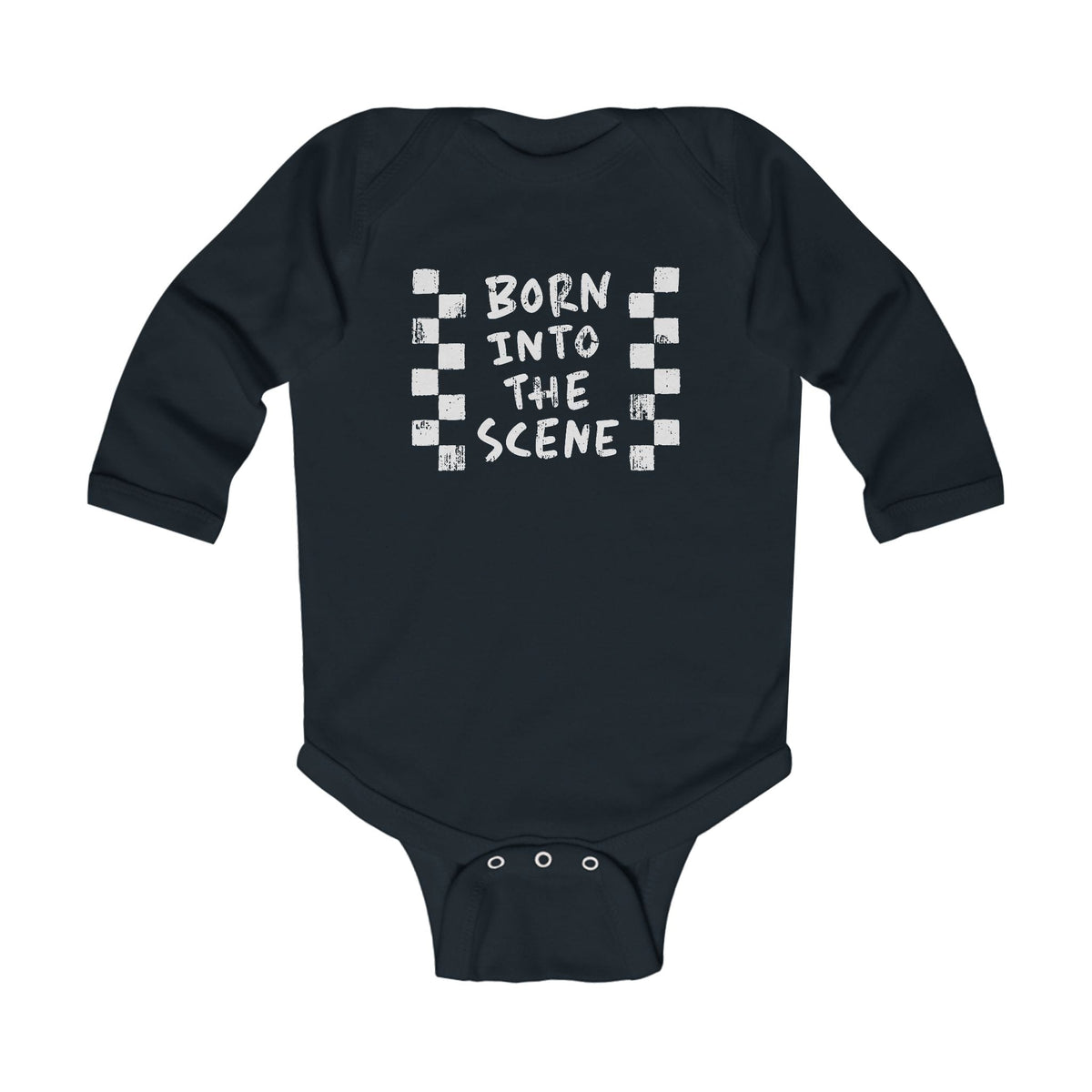 Born into the Scene Long Sleeve Bodysuit (CA) Black / NB (0-3M)