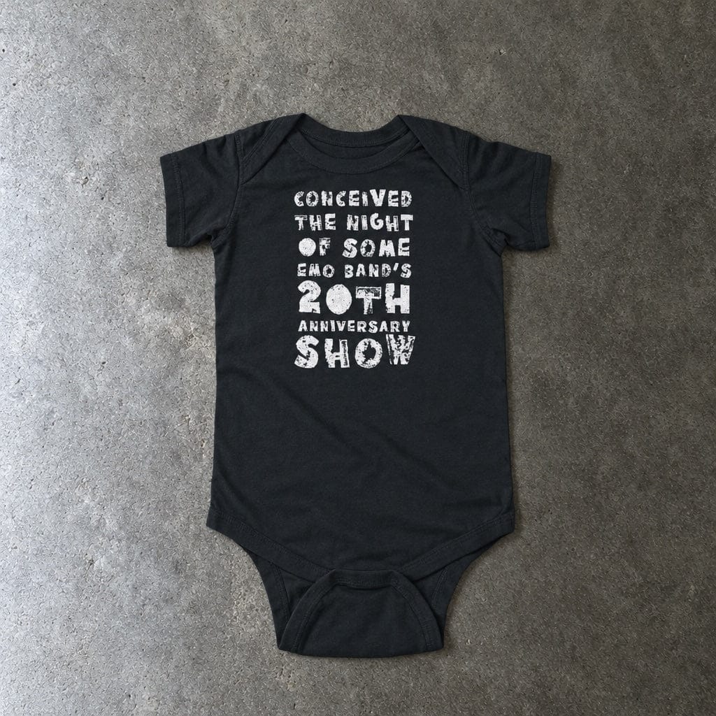 Conceived the Night of Some Emo Band's 20th Anniversary Show Onesie Black / NB (0-3M)