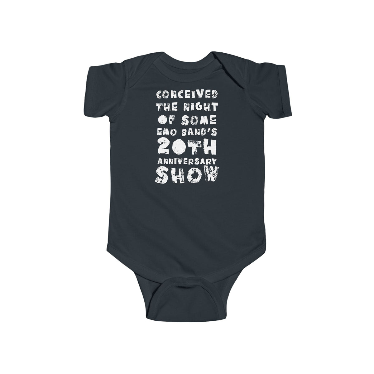 Conceived the Night of Some Emo Band's 20th Anniversary Show Onesie (CA) Black / NB (0-3M)