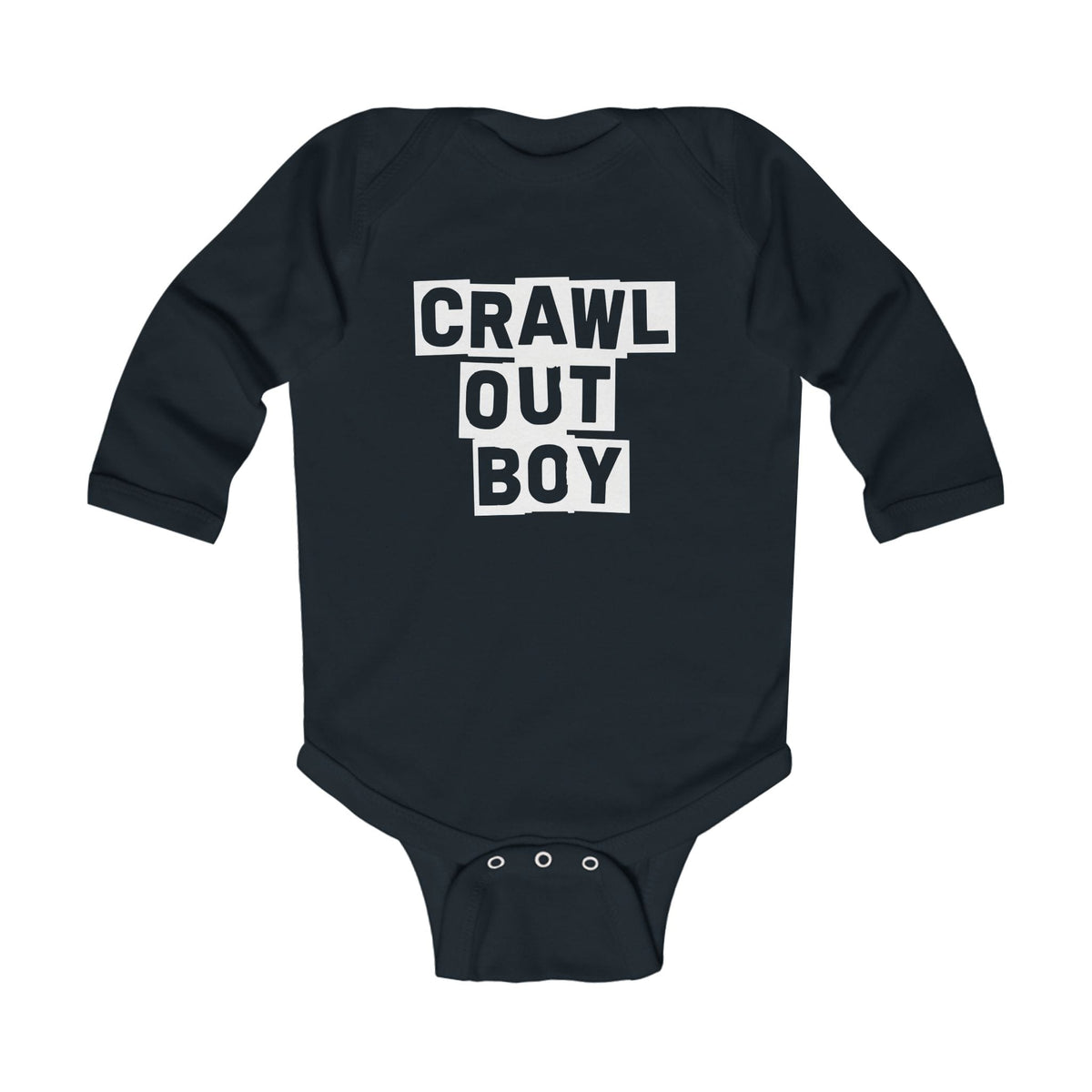 Crawl Out Boy - Long Sleeve Onesie CA Black / NB (0-3M)