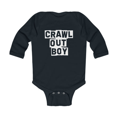 Crawl Out Boy - Long Sleeve Onesie CA Black / NB (0-3M)
