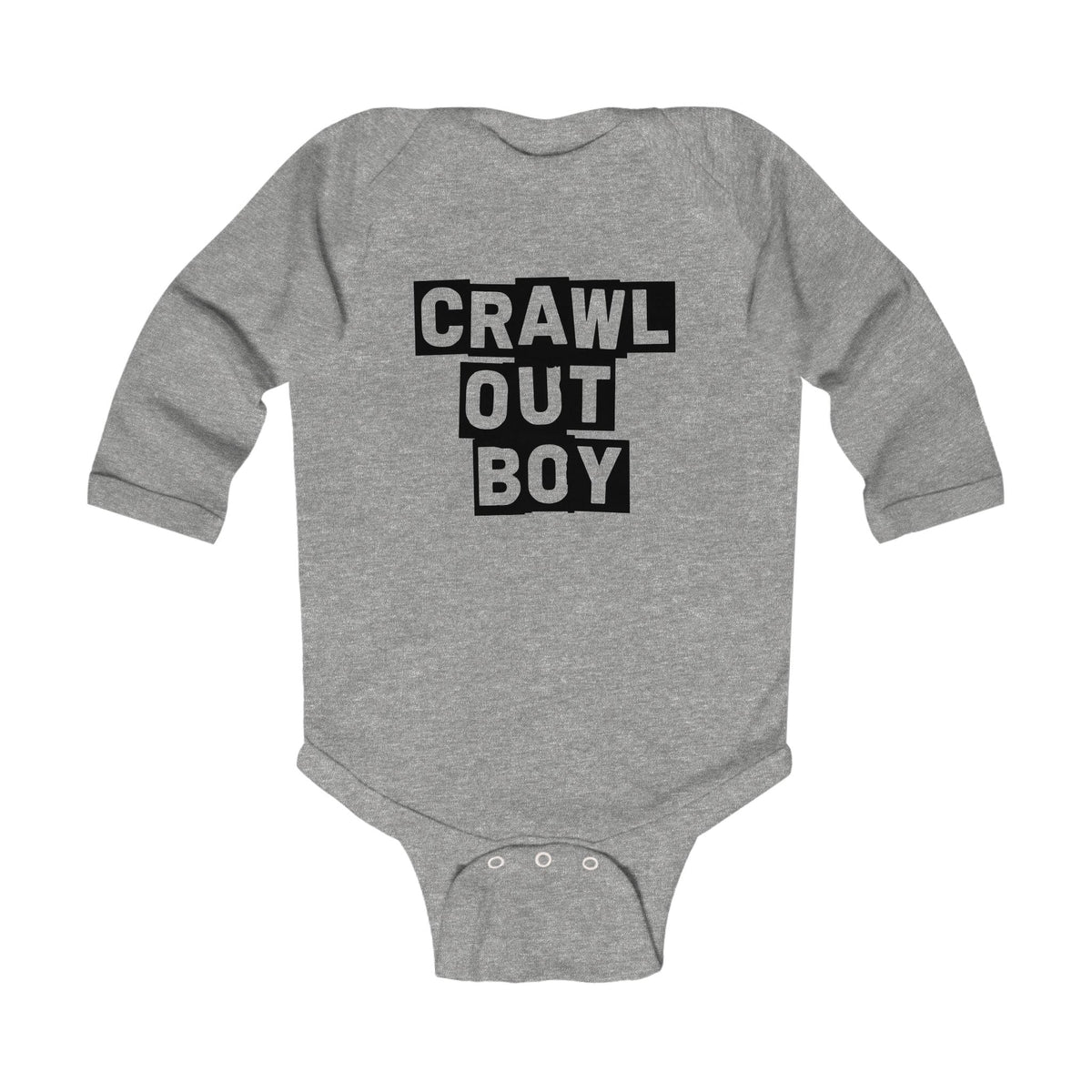 Crawl Out Boy - Long Sleeve Onesie CA Heather / NB (0-3M)