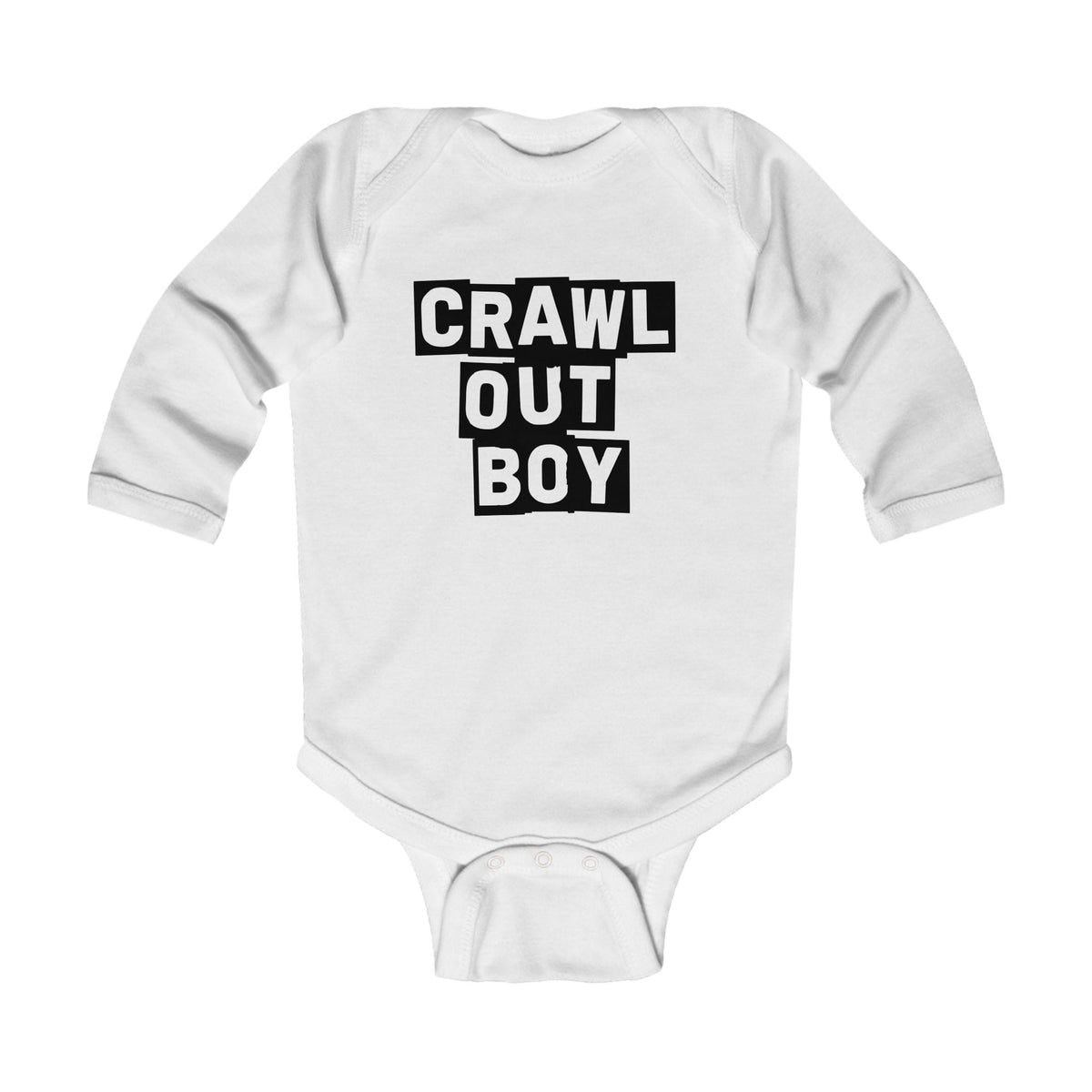 Crawl Out Boy - Long Sleeve Onesie CA White / NB (0-3M)