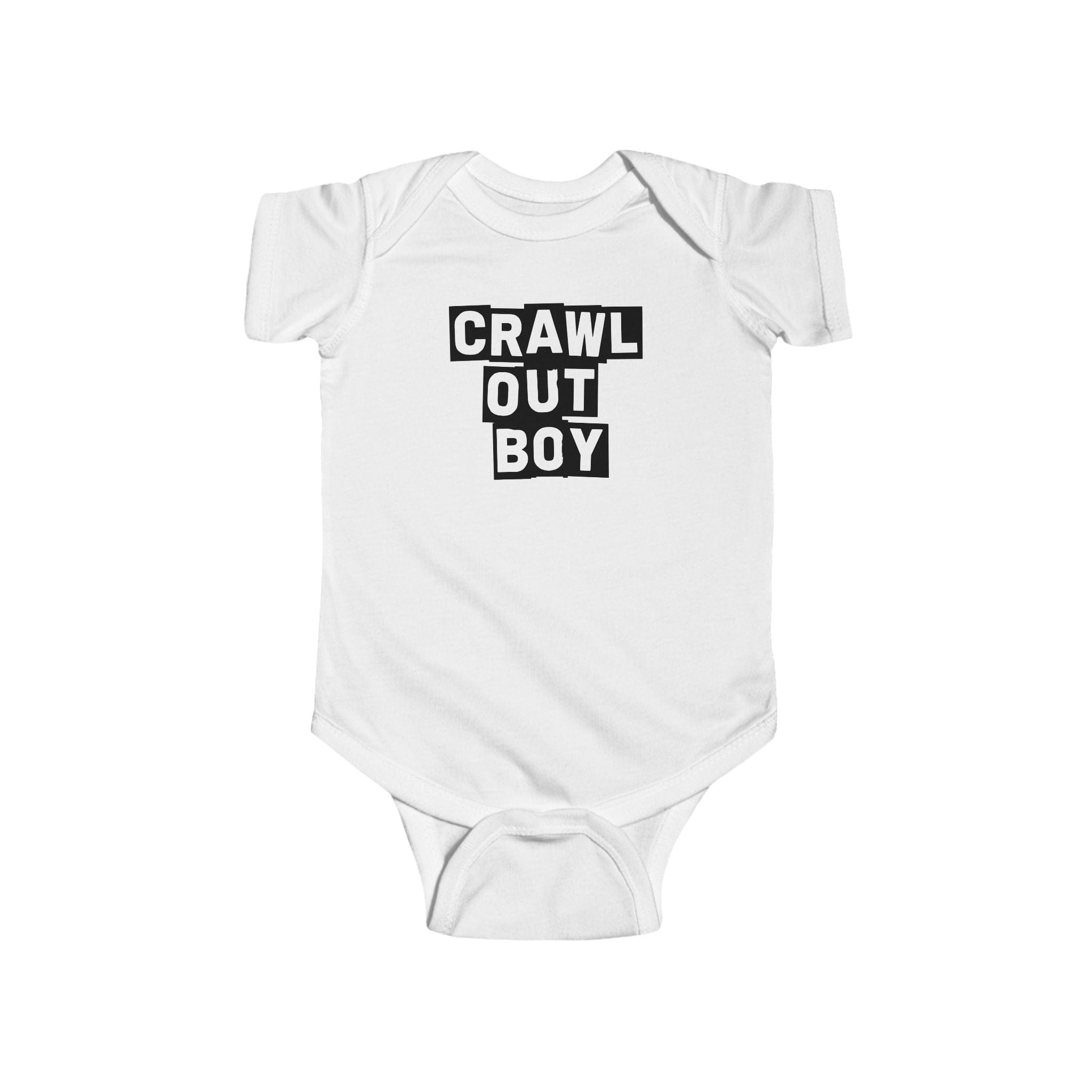 Crawl Out Boy - Onesie White / NB (0-3M)