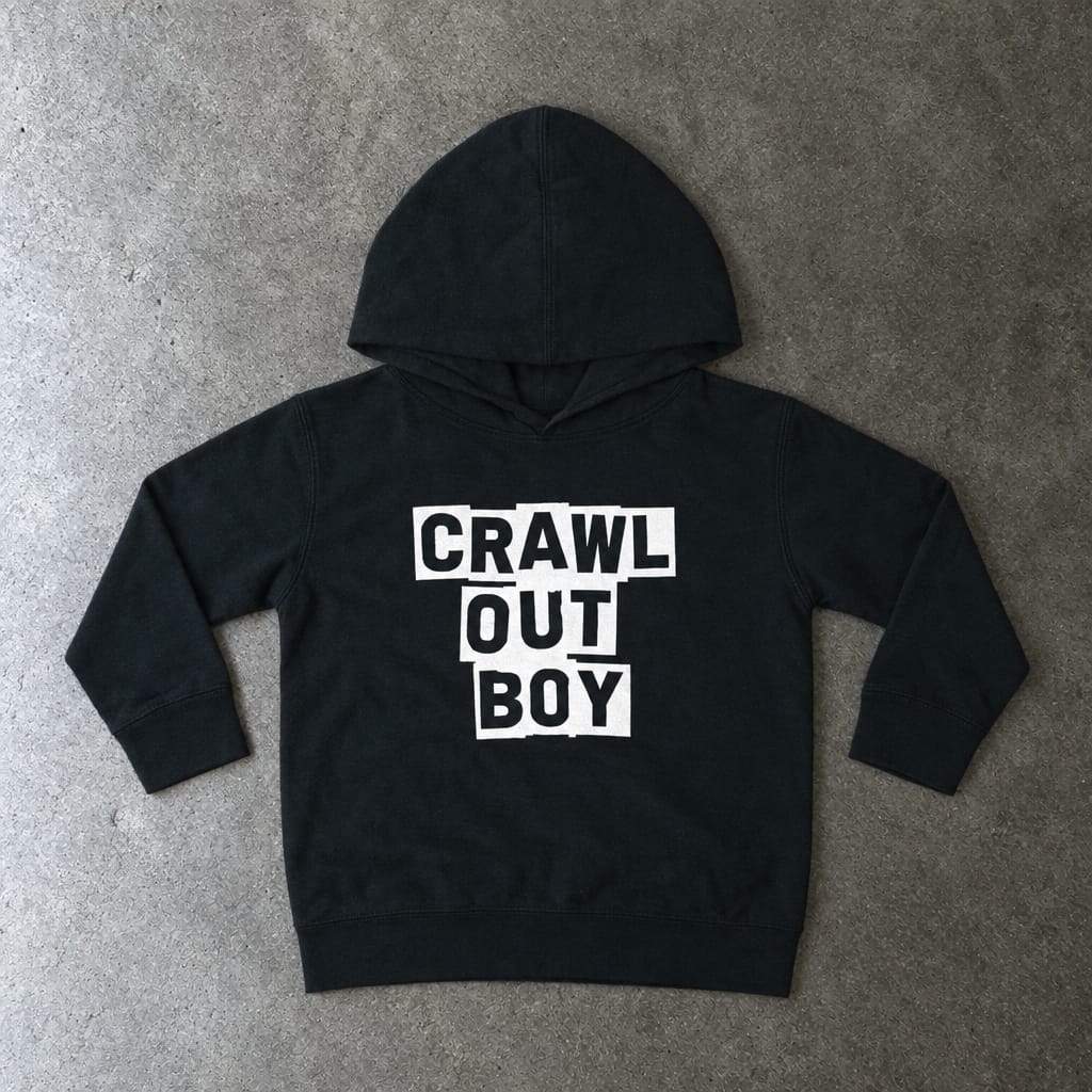 Crawl Out Boy Toddler Hoodie Black / 2T