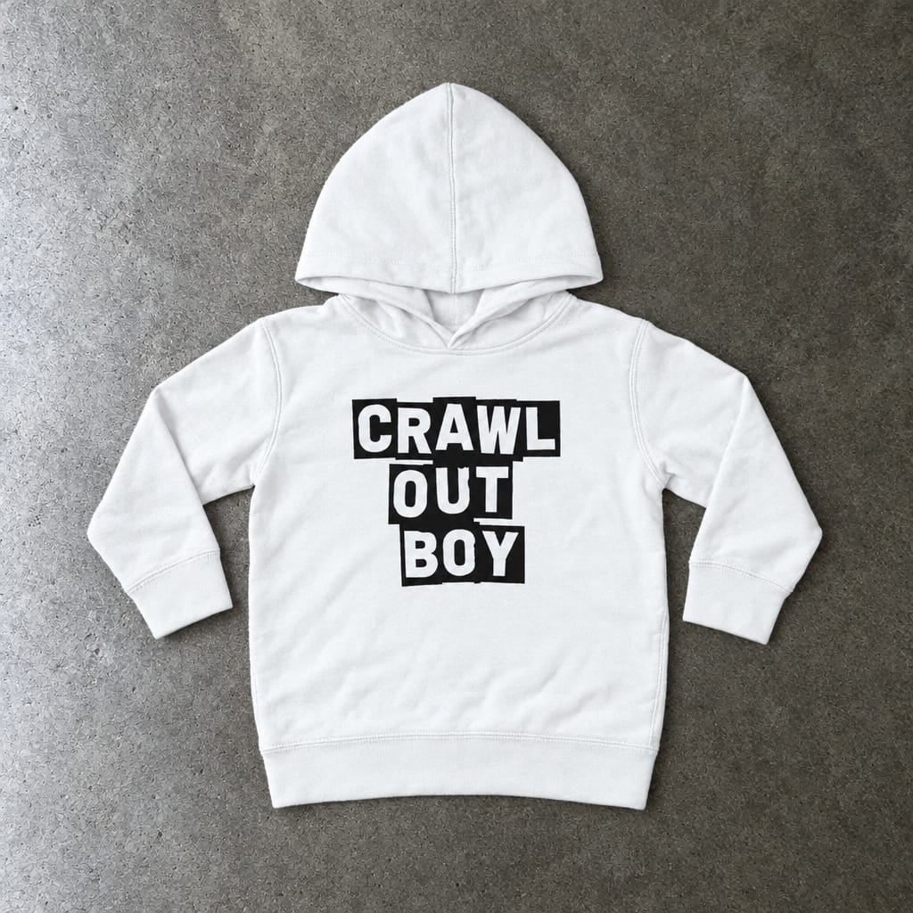 Crawl Out Boy Toddler Hoodie White / 2T