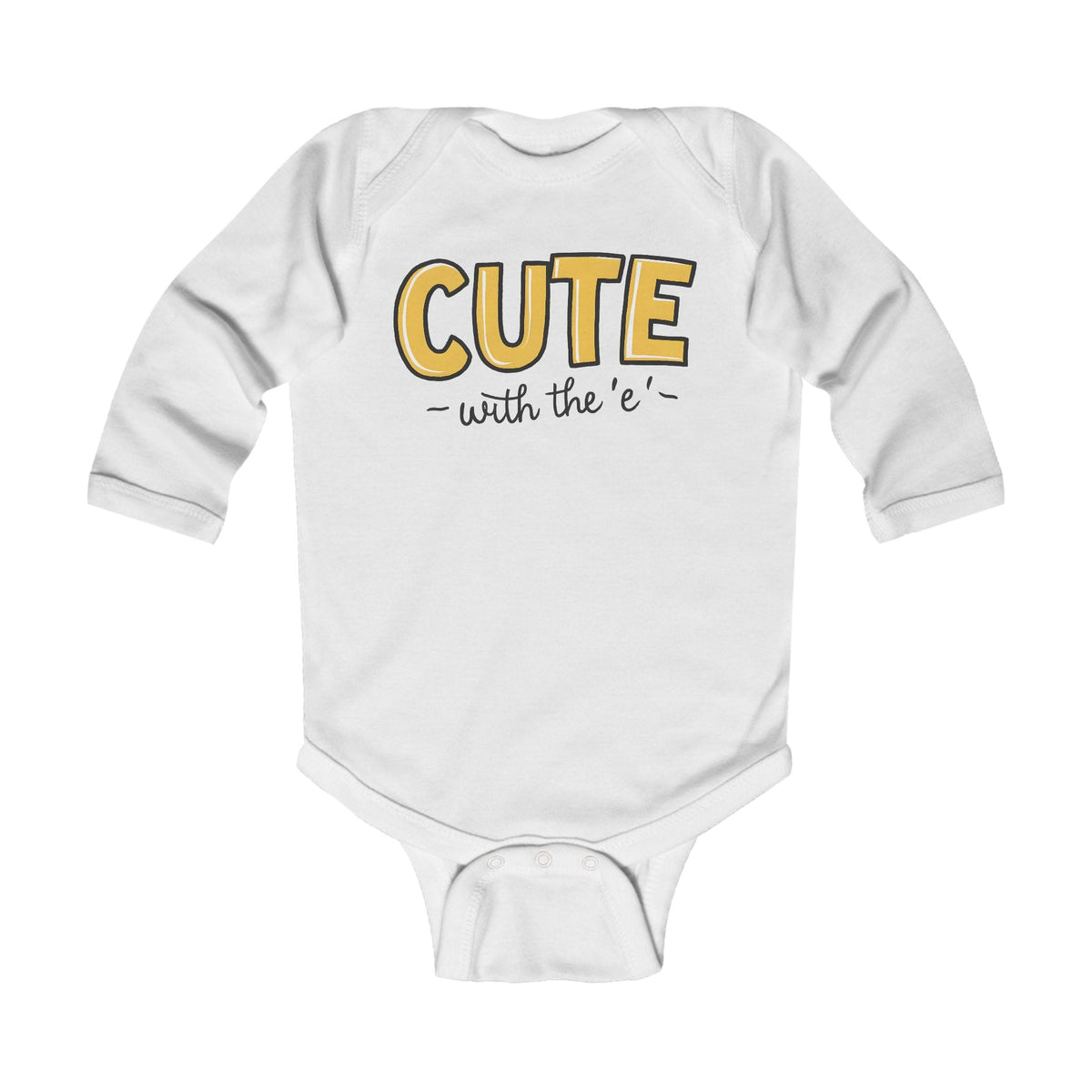 Cute with the E - Long Sleeve Onesie CA White / NB (0-3M)