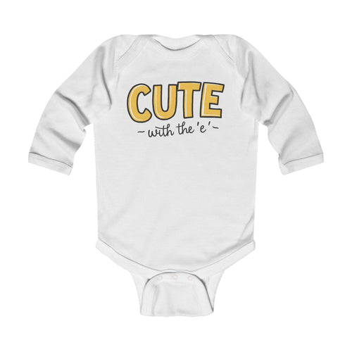 Cute with the E - Long Sleeve Onesie CA White / NB (0-3M)