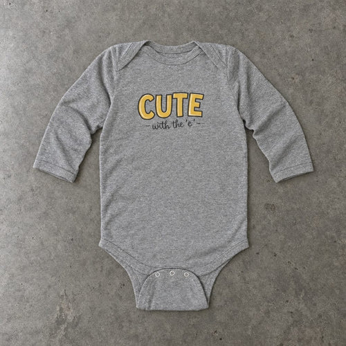 Cute with the E - Long Sleeve Onesie Heather / NB (0-3M)