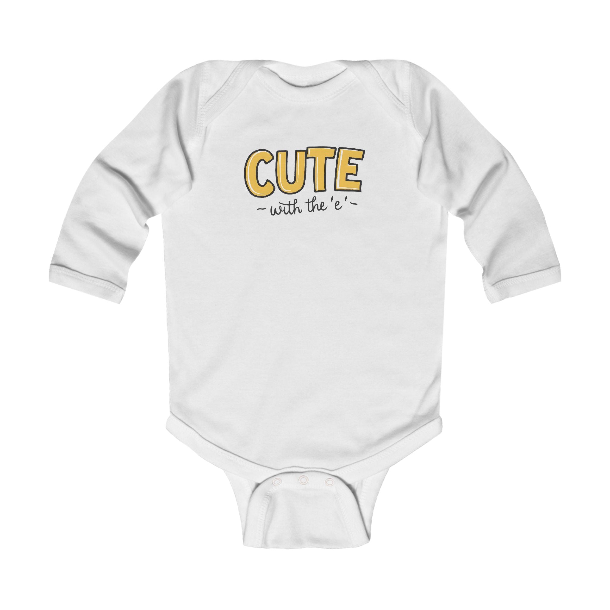 Cute with the E - Long Sleeve Onesie White / NB (0-3M)