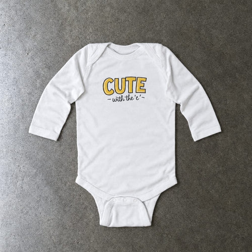 Cute with the E - Long Sleeve Onesie White / NB (0-3M)