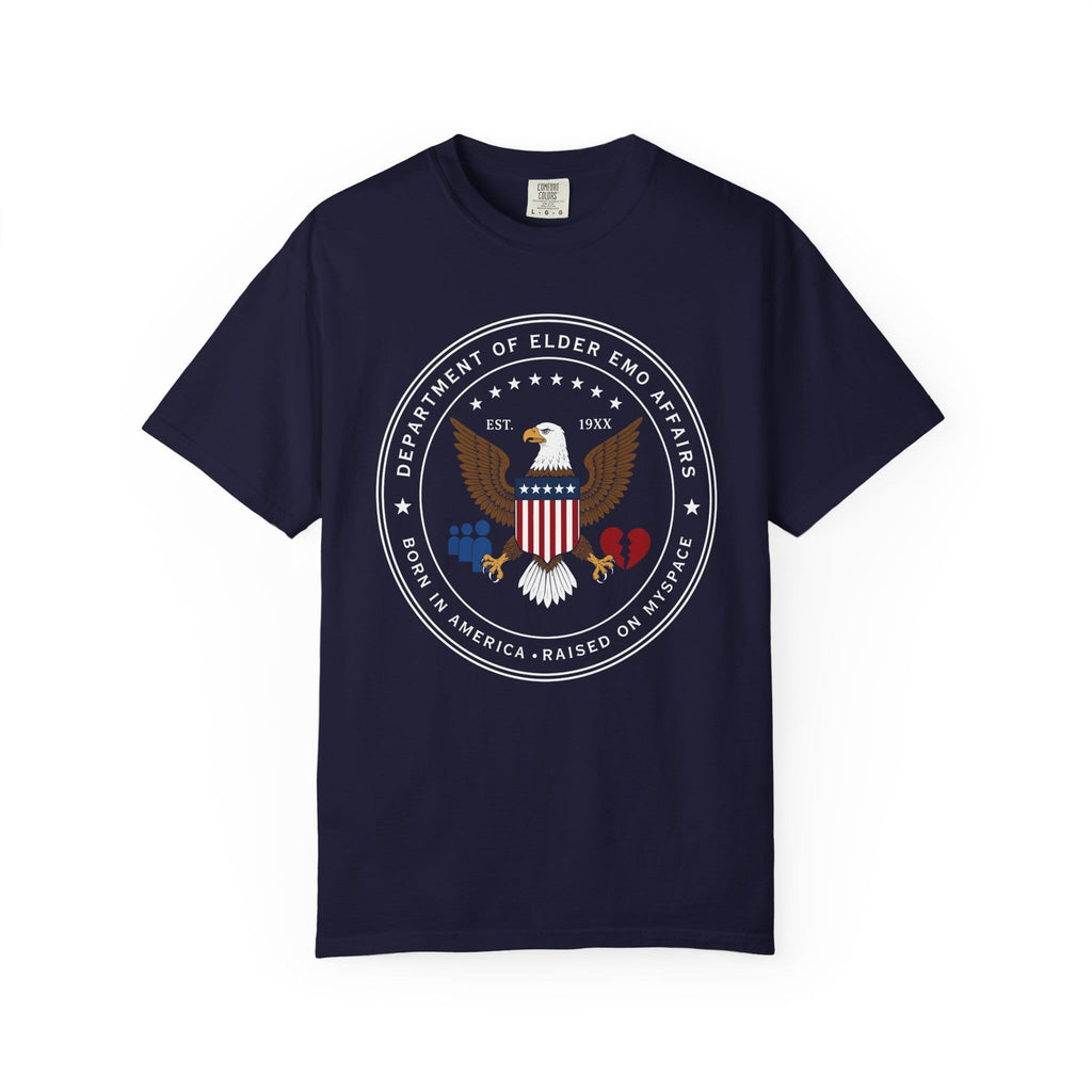 Dept of Elder Emo Tee on Comfort Colors True Navy / S