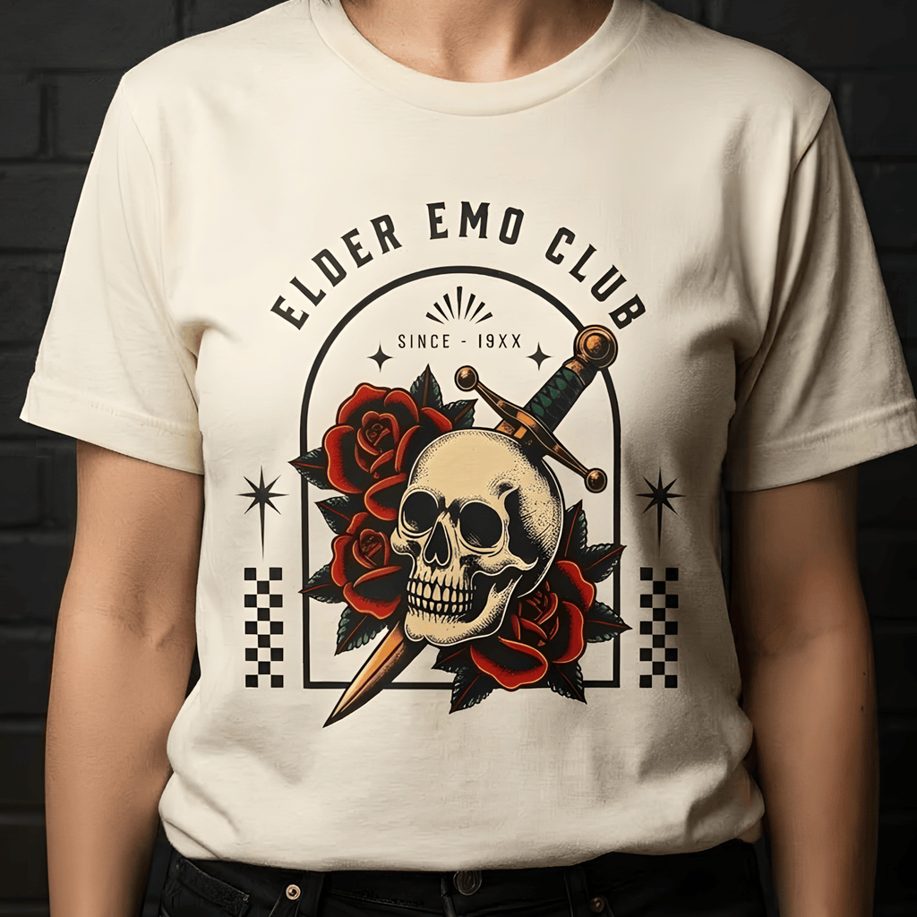 Elder Emo Club Skull & Dagger Tee on Comfort Colors