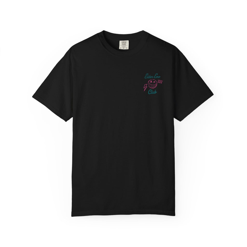 Elder Emo Club Smiley Tee on Comfort Colors
