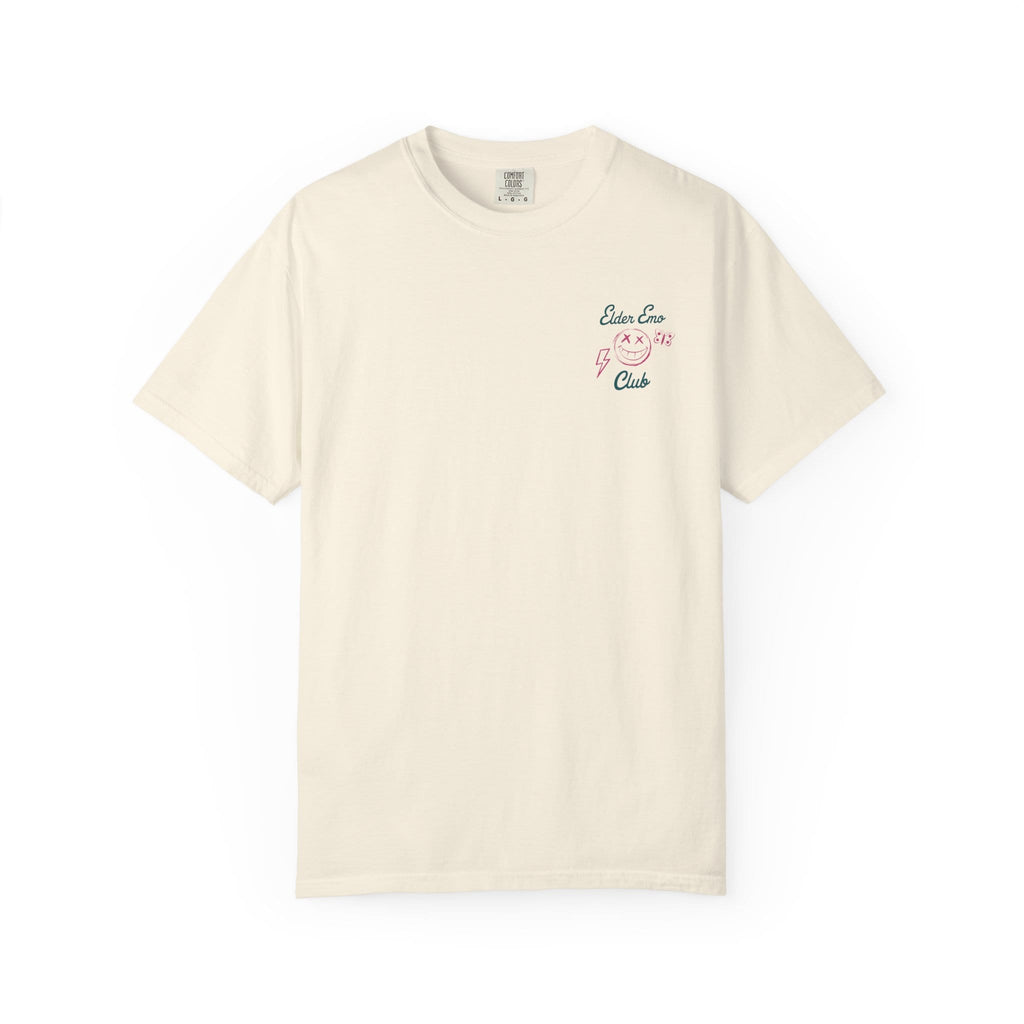 Elder Emo Club Smiley Tee on Comfort Colors