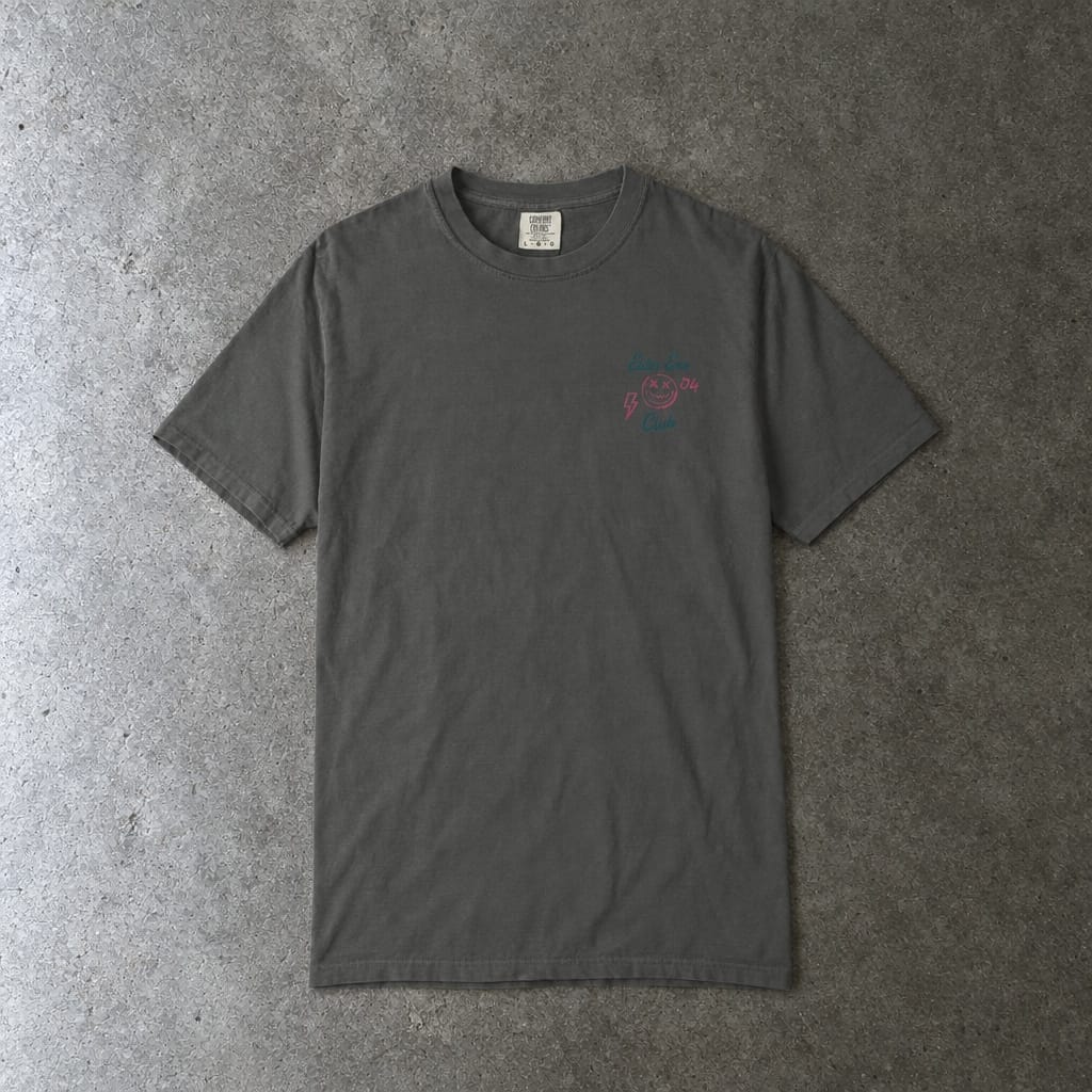 Elder Emo Club Smiley Tee on Comfort Colors