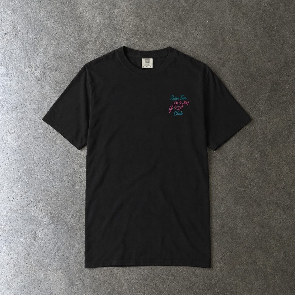 Elder Emo Club Smiley Tee on Comfort Colors
