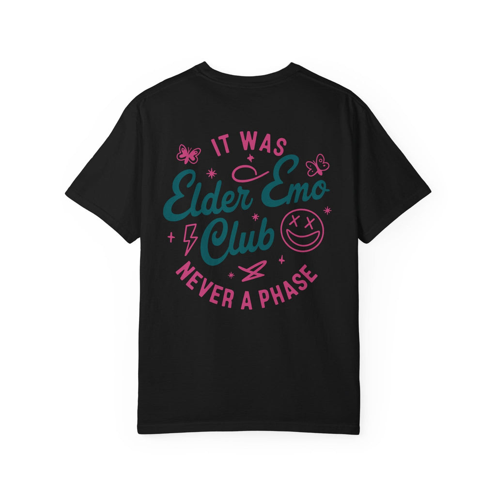 Elder Emo Club Smiley Tee on Comfort Colors Black / S