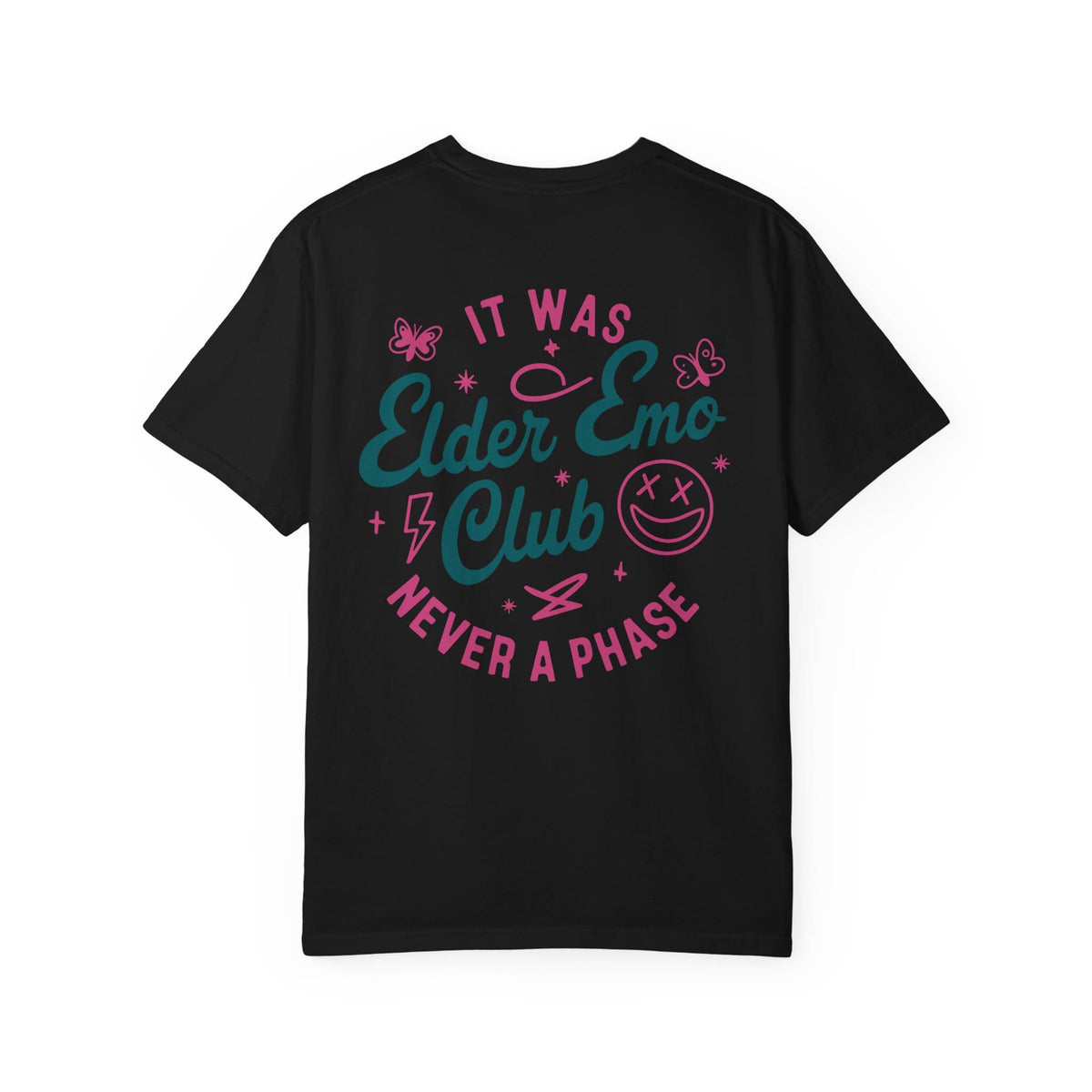Elder Emo Club Smiley Tee on Comfort Colors Black / S
