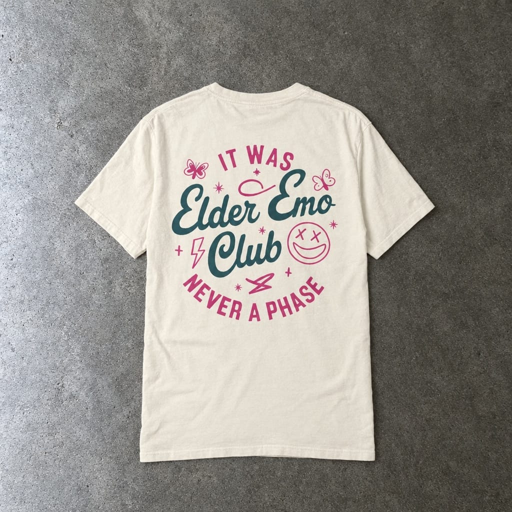 Elder Emo Club Smiley Tee on Comfort Colors Ivory / S