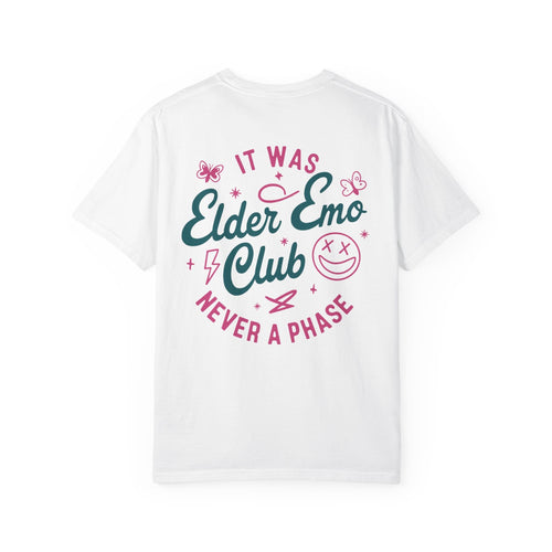 Elder Emo Club Smiley Tee on Comfort Colors White / M