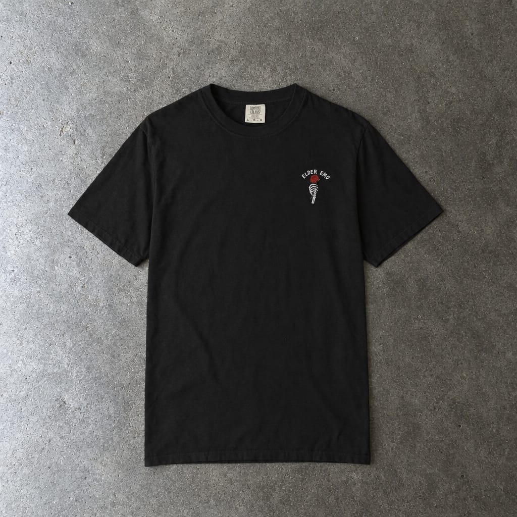Elder Emo Rose Badge Tee on Comfort Colors Black / S