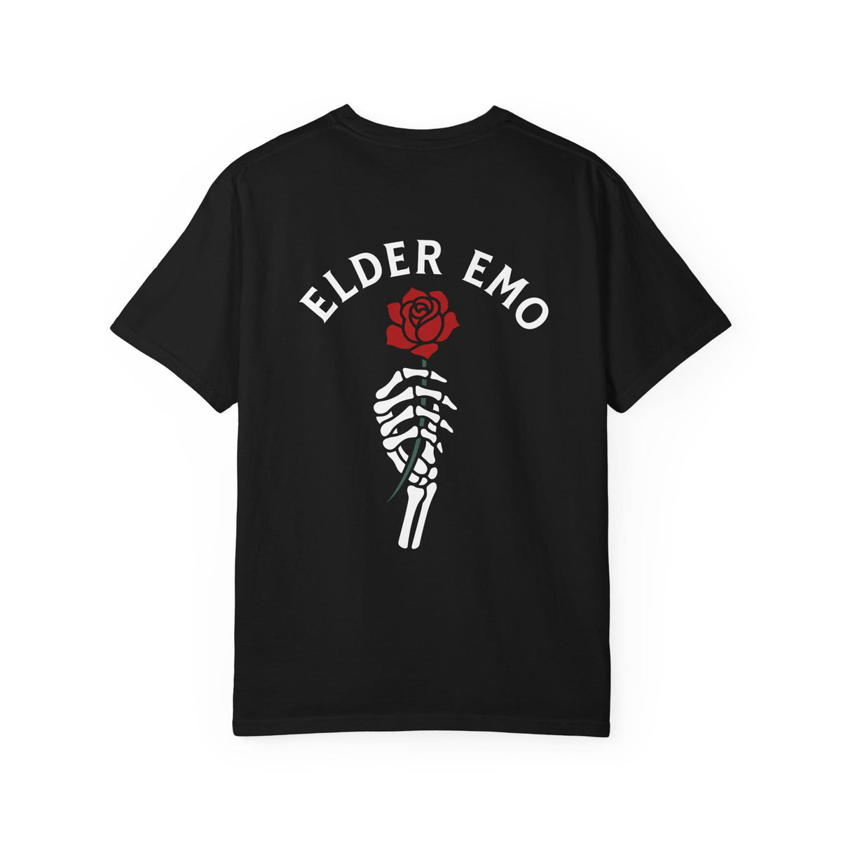 Elder Emo Rose Badge w/ Back Tee on Comfort Colors Black / S