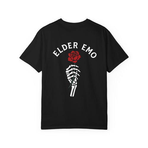 Elder Emo Rose Badge w/ Back Tee on Comfort Colors Black / S