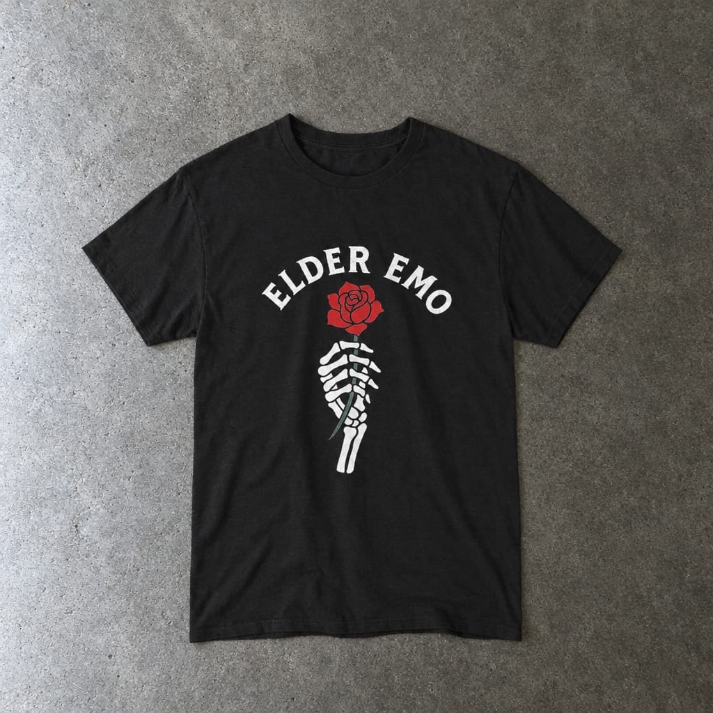 Elder Emo Rose Tee Black / S