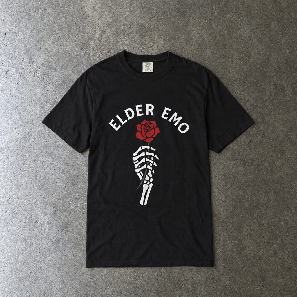 Elder Emo Rose Tee on Comfort Colors Black / S