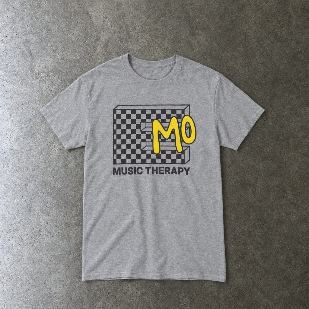 Emo Music Therapy BYW Tee in sport grey, laid flat