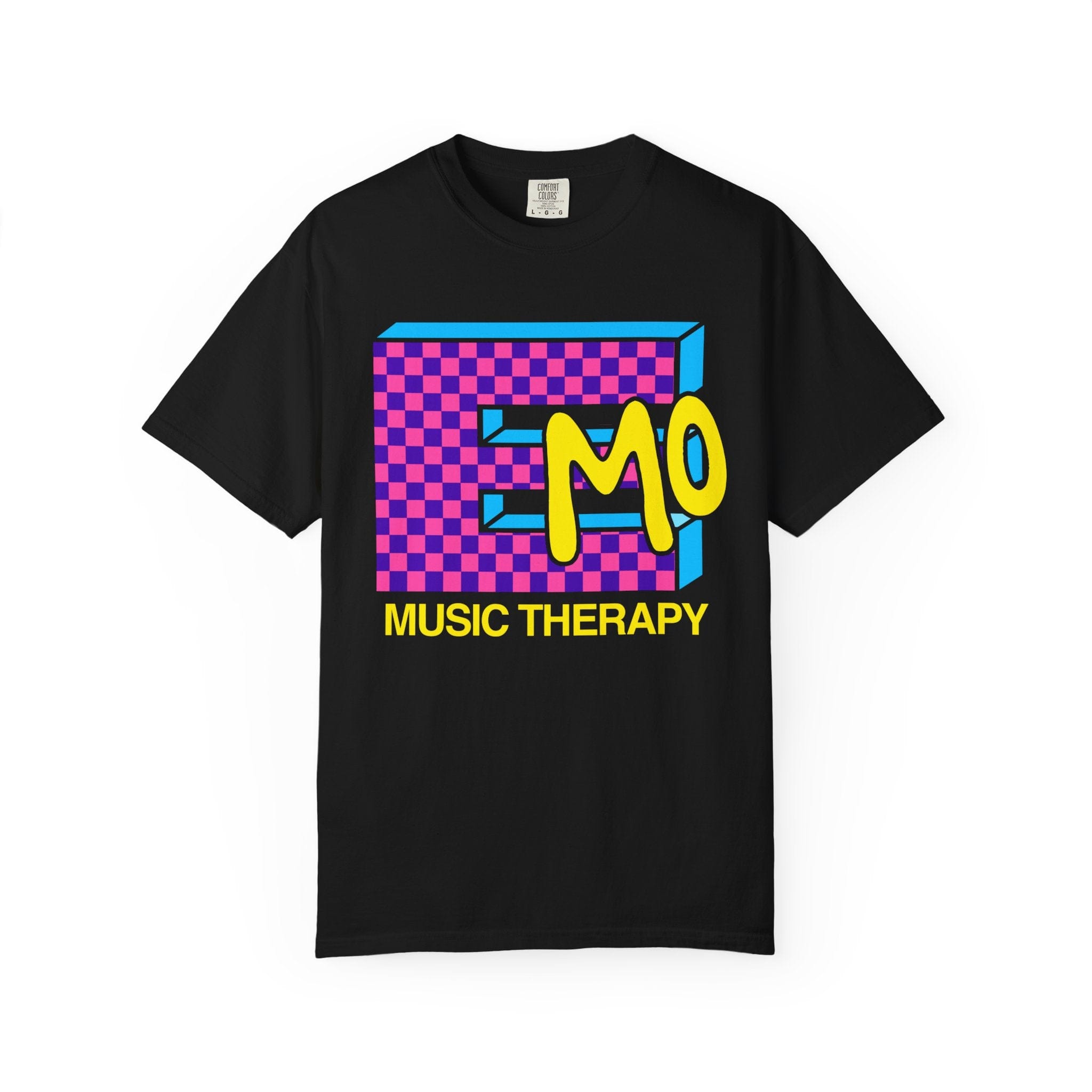 Emo Music Therapy Tee on Comfort Colors Black / S