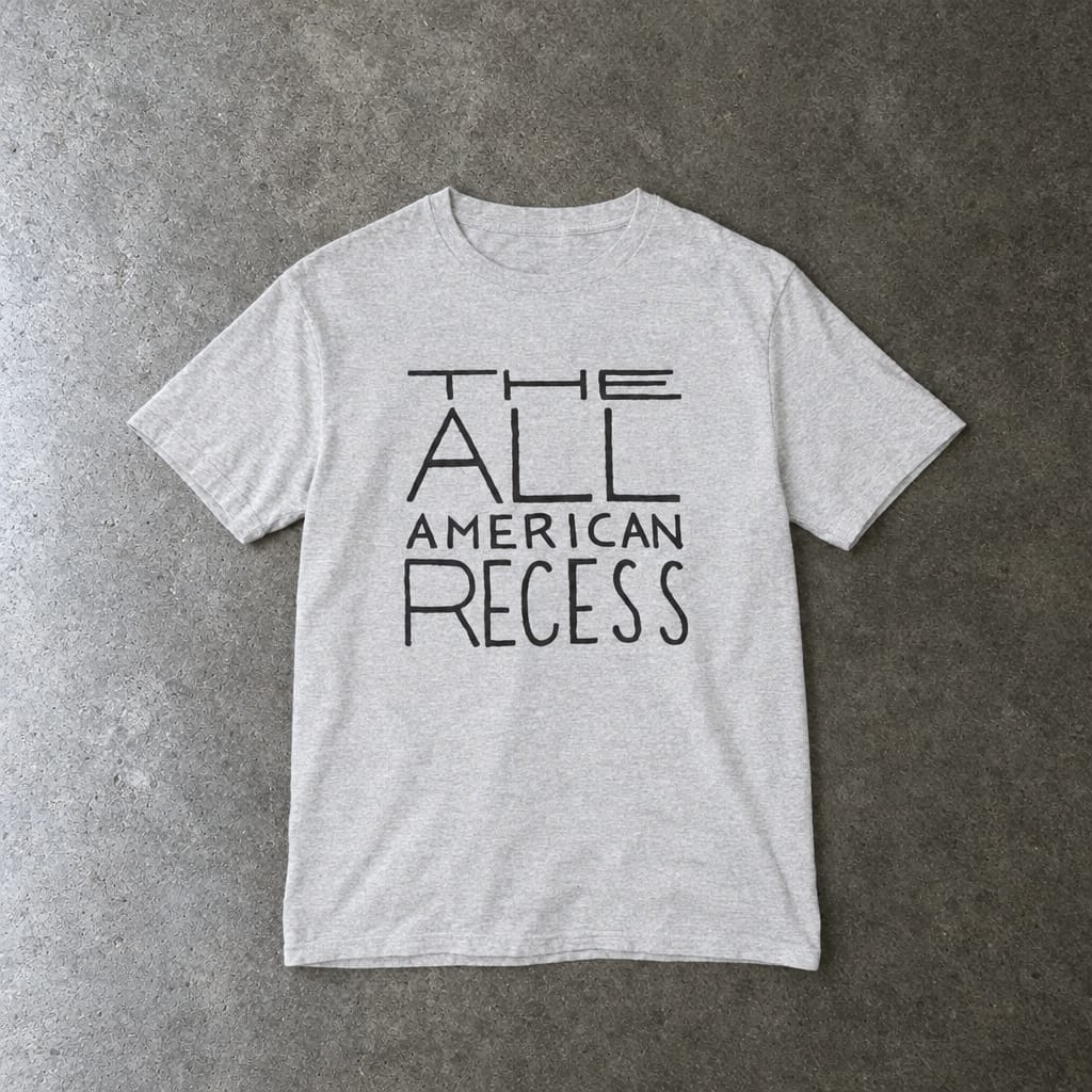 All American Recess youth tee in ash, laid flat