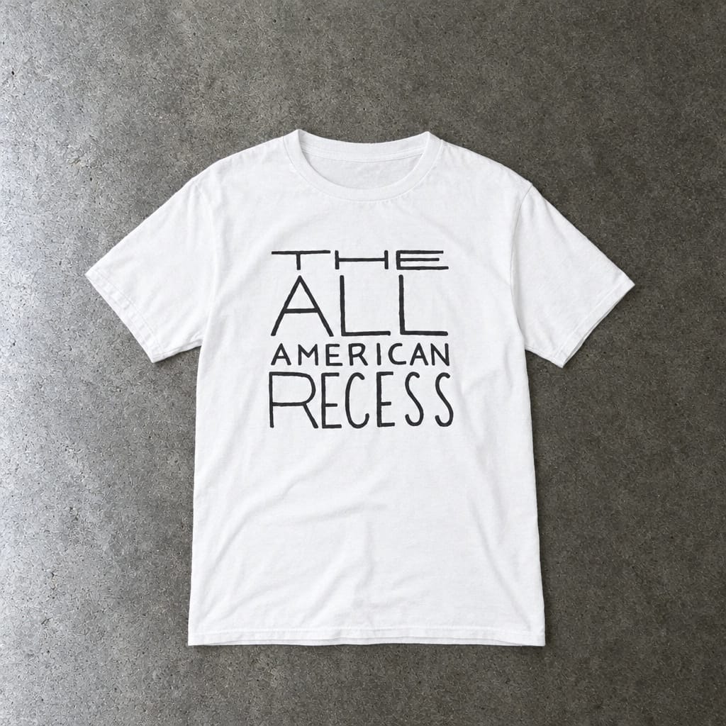 All American Recess youth tee in white, laid flat