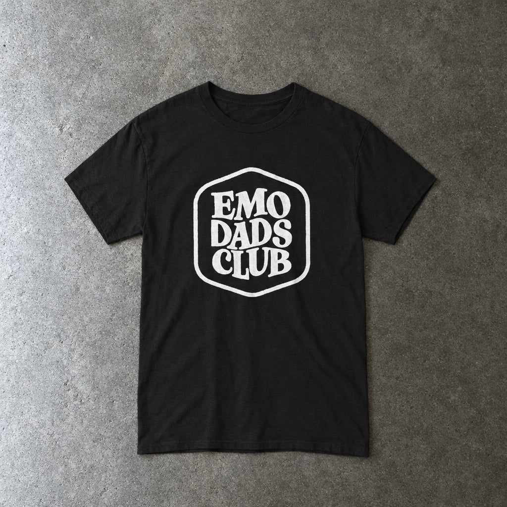 Emo Dads Club Tee toddler tee in black, laid flat