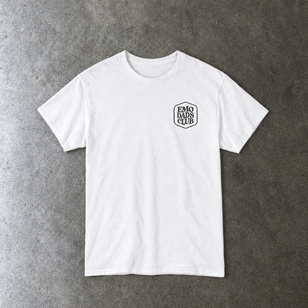 Emo Dads Club Tee toddler tee in white, laid flat