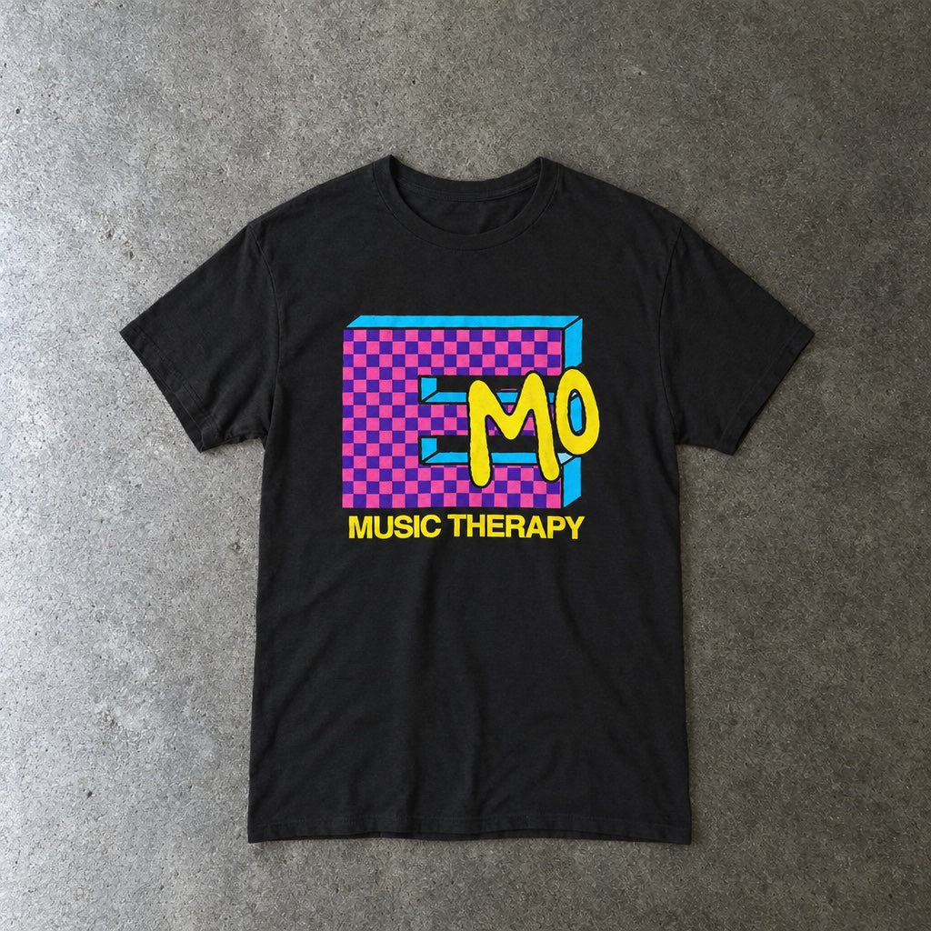 Emo Music Therapy Tee toddler tee in black, laid flat
