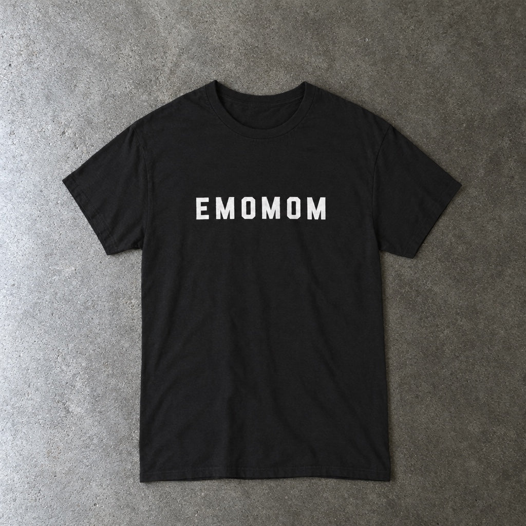 emomom Tee toddler tee in black, laid flat