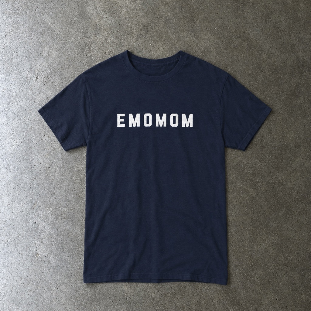 emomom Tee toddler tee in navy, laid flat
