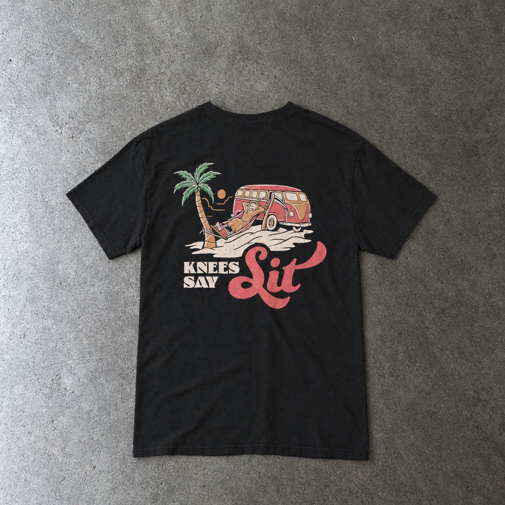 Heart Says Pit, Knees Say Sit Tee toddler tee in black, laid flat, back view