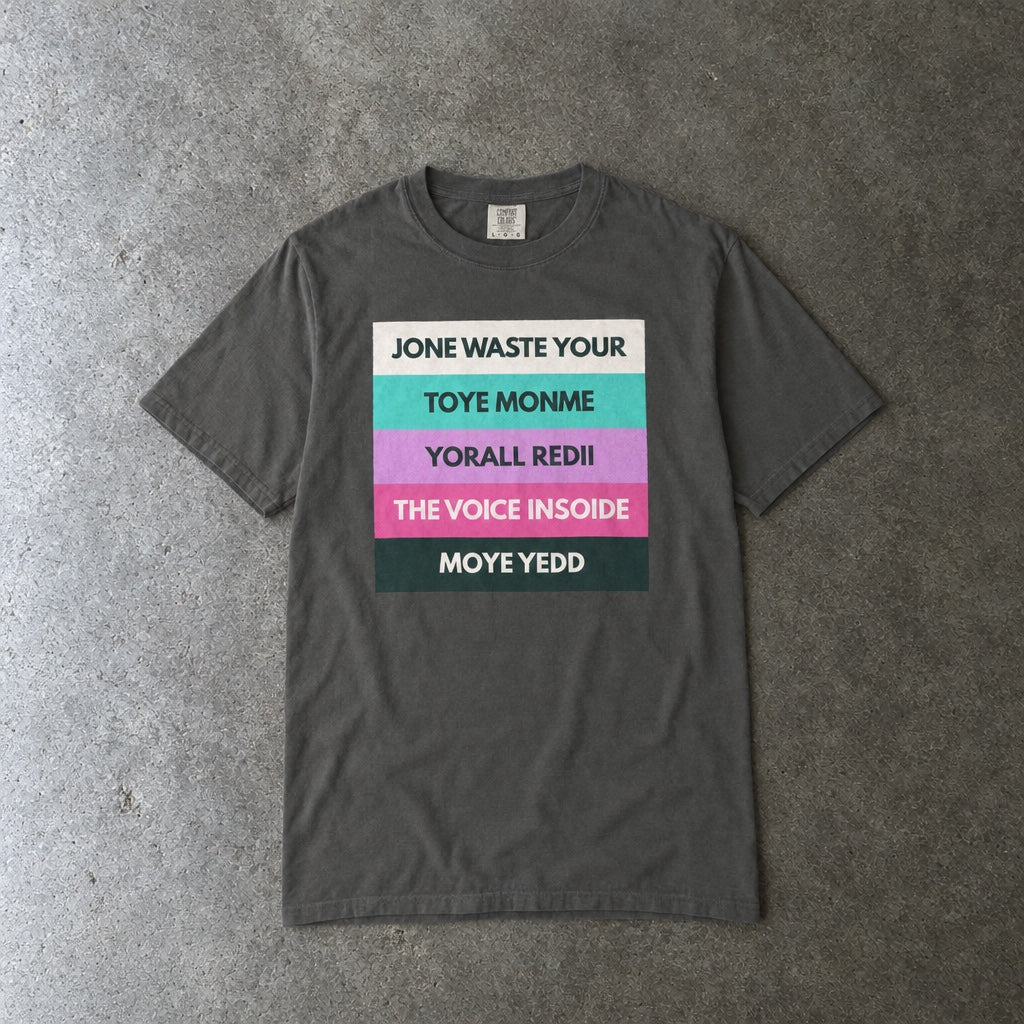 Jone Waste Your Toye Monme on Comfort Colors toddler tee in pepper, laid flat