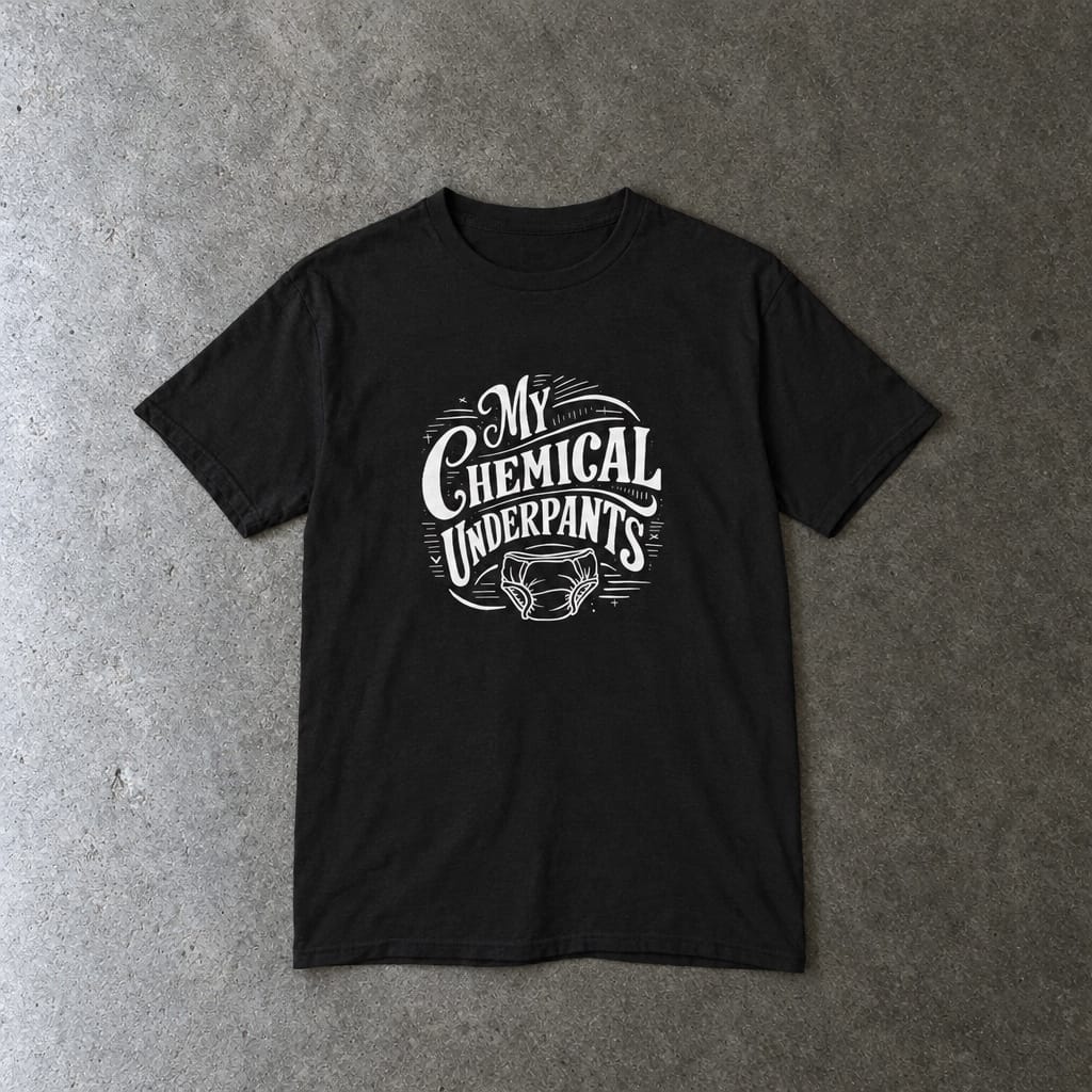 My Chemical Underpants youth tee in black, laid flat