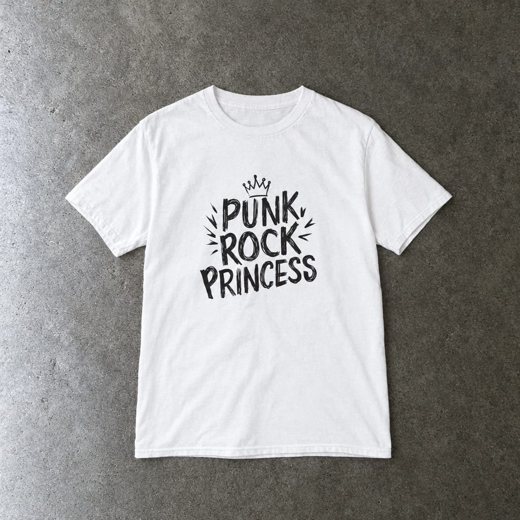 Punk Rock Princess youth tee in white, laid flat